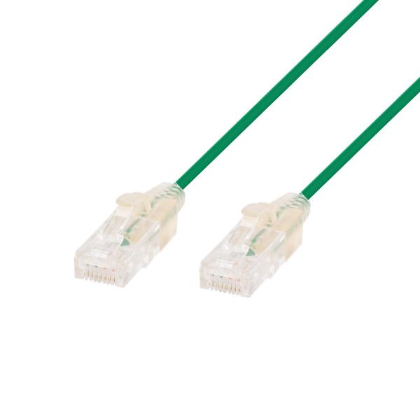 3m Cat6A 10G Green UTP LSZH Patch Lead 30AWG 802.3af Unshielded Plug.