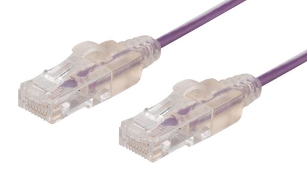 1.5m Cat6A 10G Purple UTP LSZH Patch Lead 30AWG 802.3af with Unshielded Plug.
