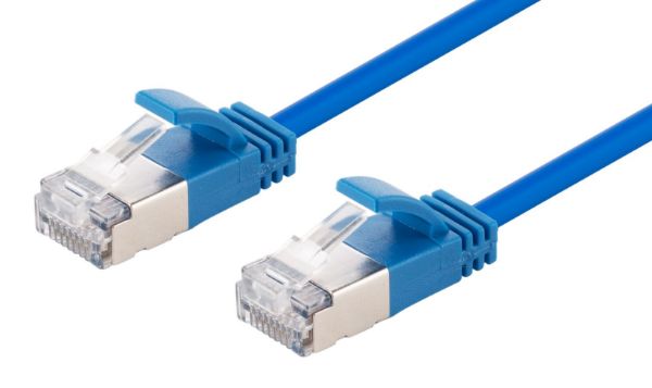 2m Cat6A S/FTP Blue 10G LSZH Patch Lead 34AWG 802.3af Shielded Plug.