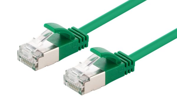 1.25m Cat6A S/FTP Green 10G LSZH Patch Lead 34AWG 802.3af Shielded Plug.