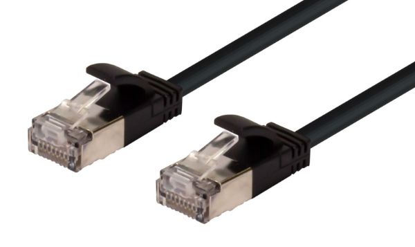 0.25m Cat6A S/FTP Black 10G LSZH Patch Lead 34AWG 802.3af Shielded Plug.