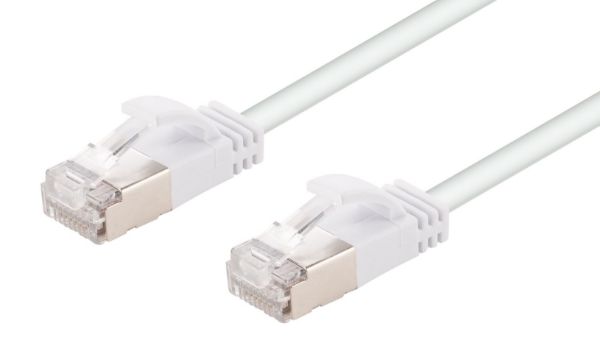 0.25m Cat6A S/FTP White 10G LSZH Patch Lead 34AWG 802.3af Shielded Plug.