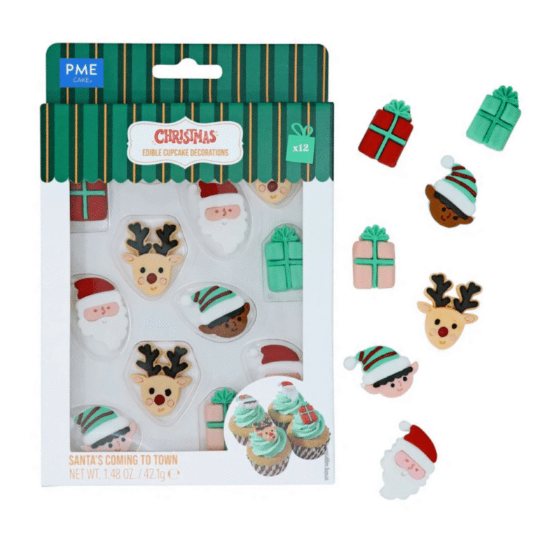 PME Edible Sugar Decorations Santa’s Coming to Town Set of 12