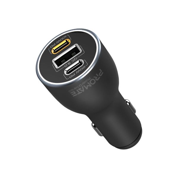 120W PD In-Car Phone Tablet Notebook Charger. Dual USB-C Ports 1x USB-A