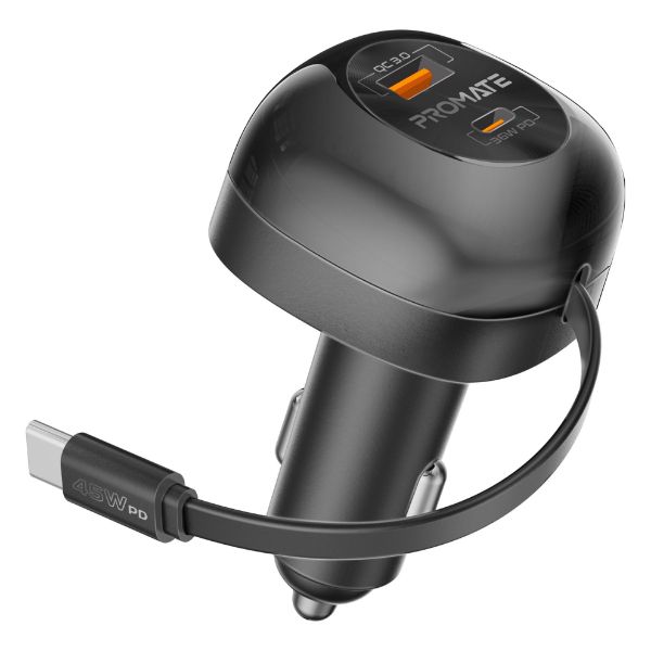 62W PD In-Car Phone Charger Retractable 80cm USB-C Cable. 45W PD USB-C Connector 36W PD