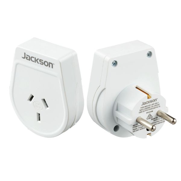 Slim Outbound Travel Adaptor for use in Europe/Bali 3-Pin NZ/AUS Plugs.