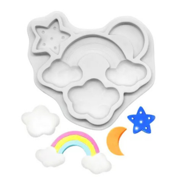 Rainbow, Clouds, Moon & Star Silicone Mould