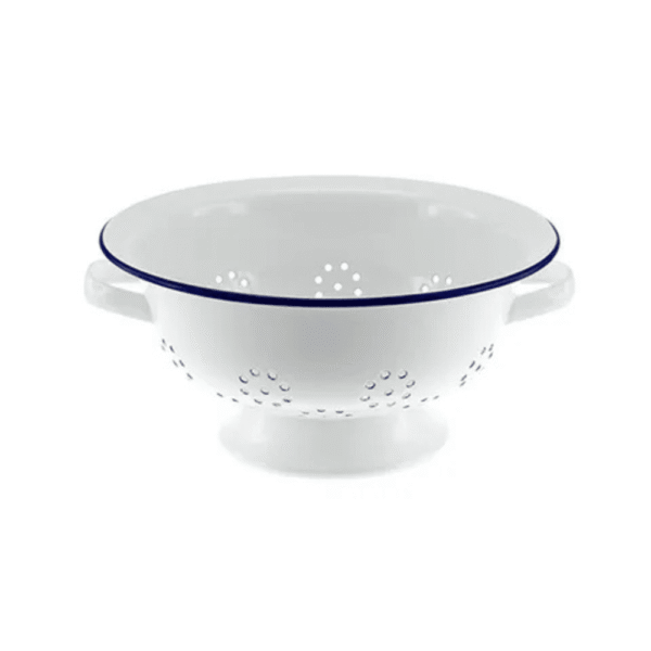 Falcon Enamelware Colander 24cm White with Blue Rim