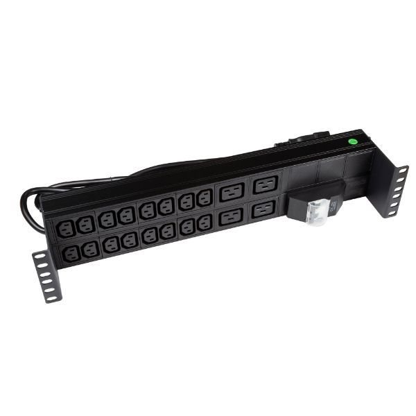 20 Outlet Horizontal Power Rail 16x 10A IEC C13 & 4x 16A C19. w/ 6KA C-Curve Circuit - Commercial Installations ONLY
