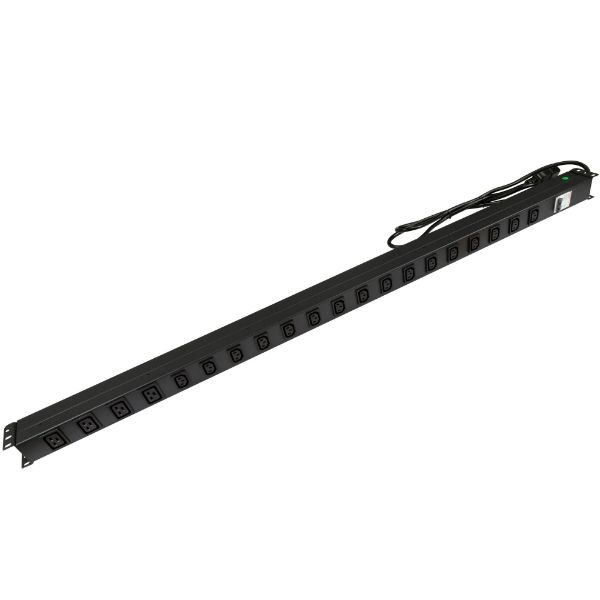 20 Outlet Vertical Power Rail (16x 10A IEC C13 & 4x 16A IEC C19). w/ 6KA C-Curve Circuit - Commercial Installations ONLY