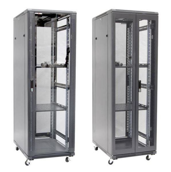 37RU Server Cabinet 1000mm Deep (600x1000x1853mm) FLAT PACK 2x Fixed Shelves 4x Fans