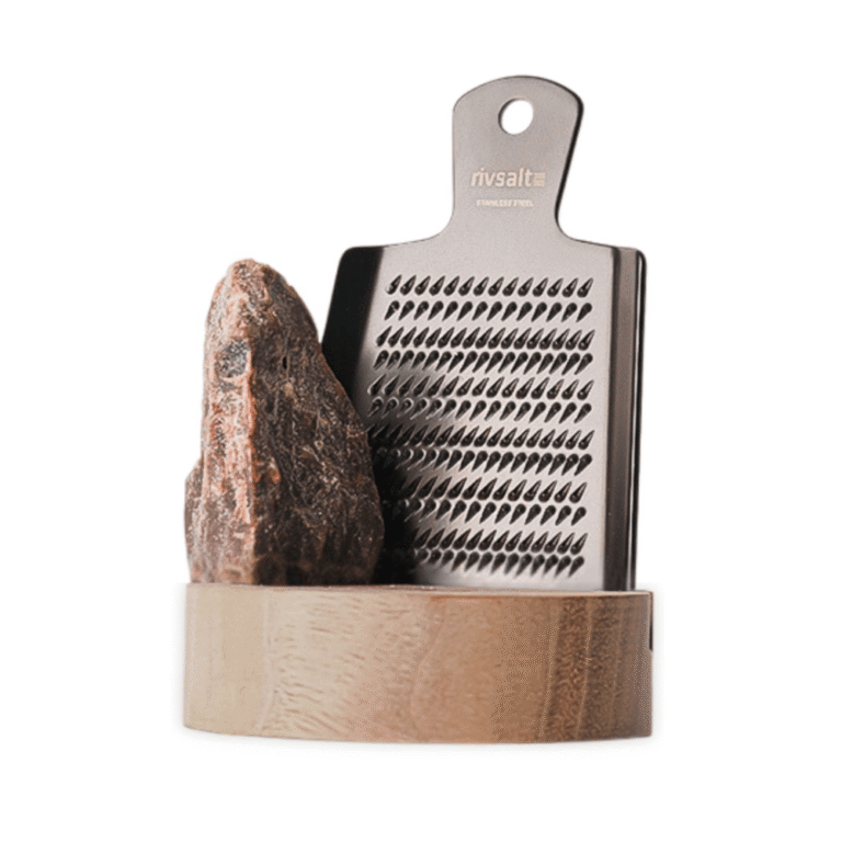 Rivsalt Rock & Salt Grater with Walnut Stand