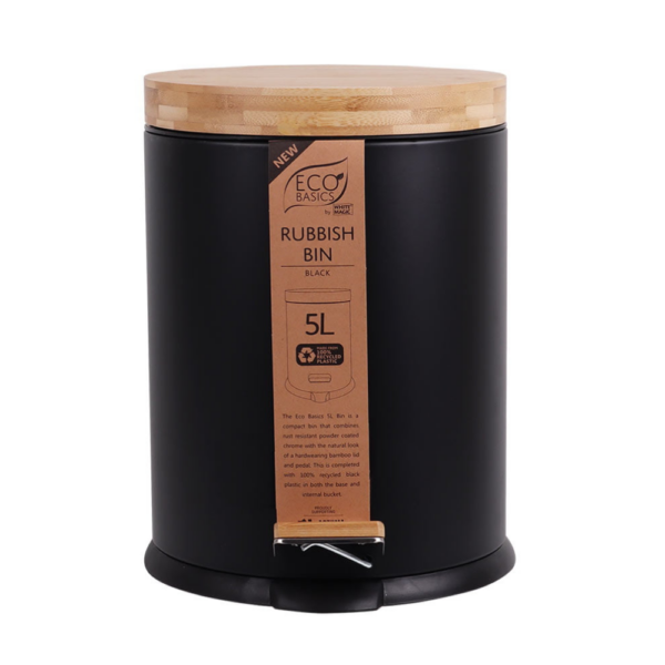 White Magic Eco Basics Rubbish Bin 5L Black