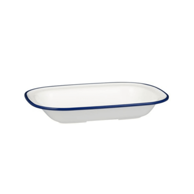 Ryner Melamine Evoke Blue Rim Rectangular Platter 20cm