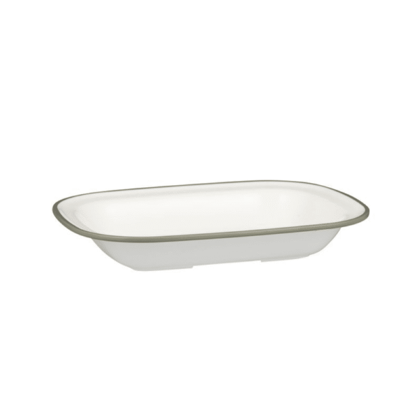 Ryner Melamine Evoke Grey Rim Rectangular Platter 23cm