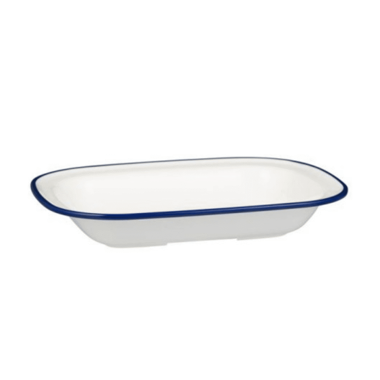 Ryner Melamine Evoke Blue Rim Rectangular Platter 23cm
