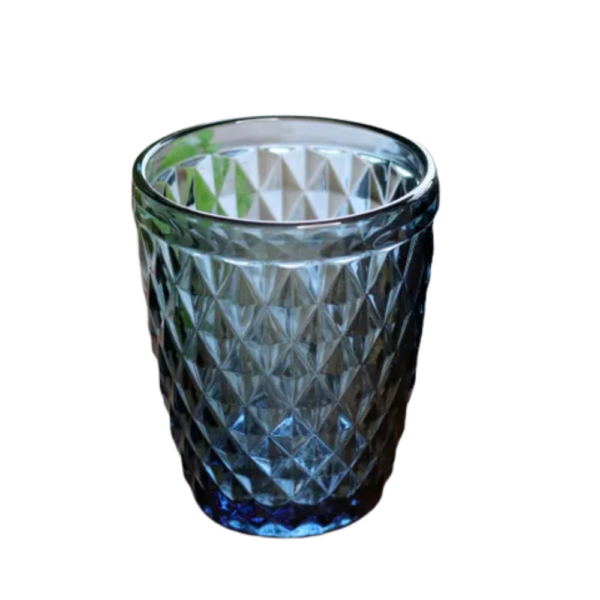 Dark Blue Diamond Cut Tumbler Glass