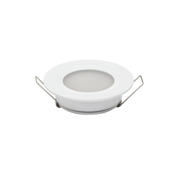 2W 11-16VDC Cool White LED Downlight with Push Button Diffuser White