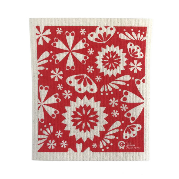 SPRUCE Dishcloth Red Flower