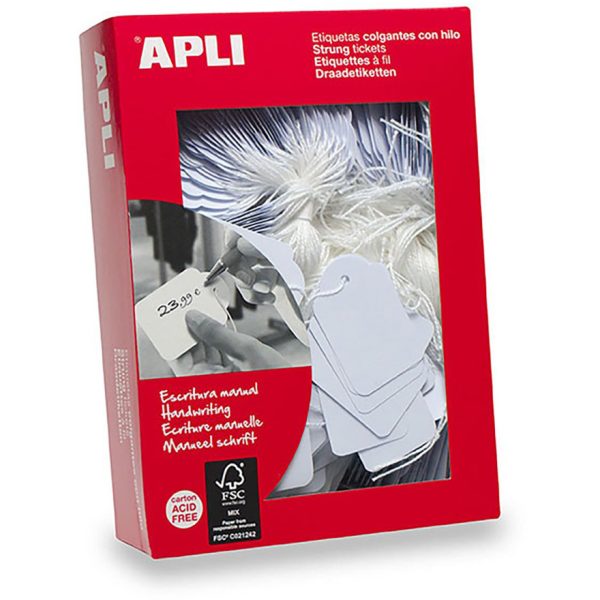 Apli Handwriting Strung Tickets 00391 28mm x 43mm - Box of 500