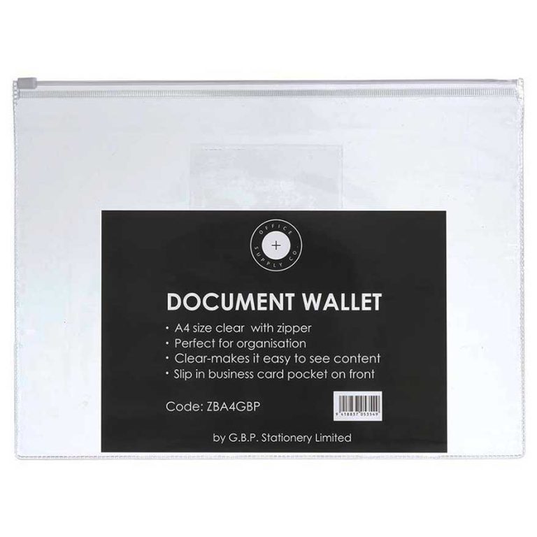 GBP Zip Lock Translucent Document Wallet A4 - Packet of 5