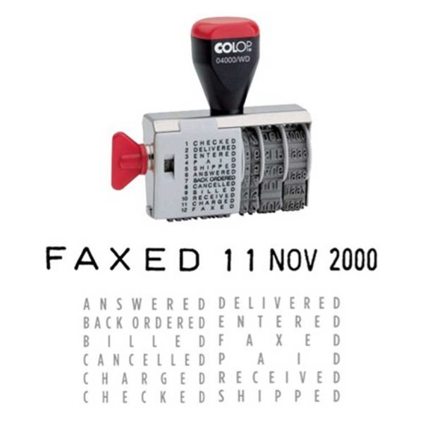 Colop 0400/WD Date and Text Band Stamp 4mm Date and 12 Text Plates