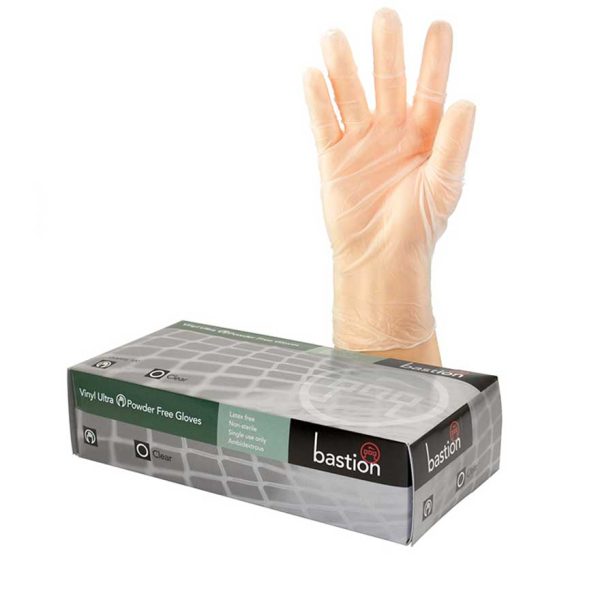 Bastion Vinyl Ultra Powder Free Gloves Clear Large - Box of 1000