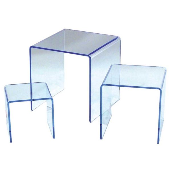 Product Display Riser Set 3mm Clear Acrylic - Set of 3