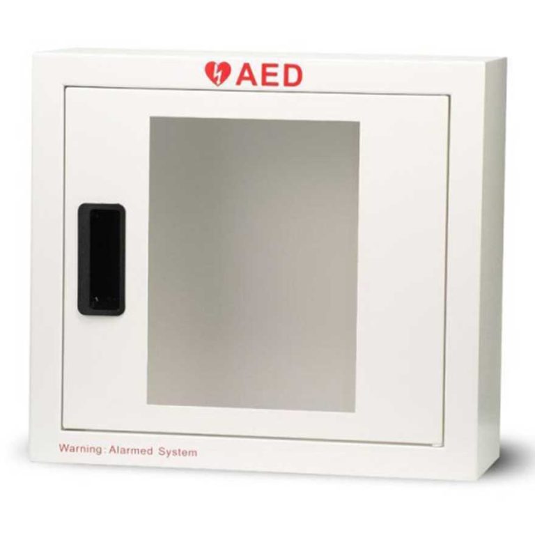 Metal Indoor Alarmed AED Cabinet 370mm (H) x 420mm (W) x 115mm (D) - White