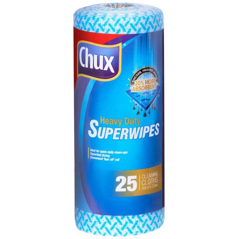 Chux Heavy Duty Superwipes 50cm x 22cm Blue - Roll of 25