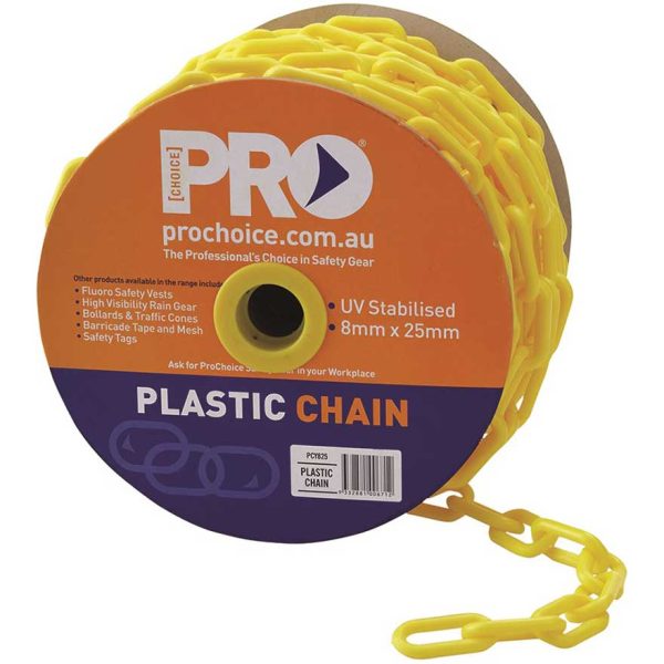 Pro Choice Plastic Safety Chain Yellow - 8mm (W) x 25m (L)