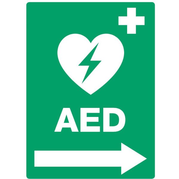 AED Right Arrow Outdoor Sign PVC - 300mm x 400mm