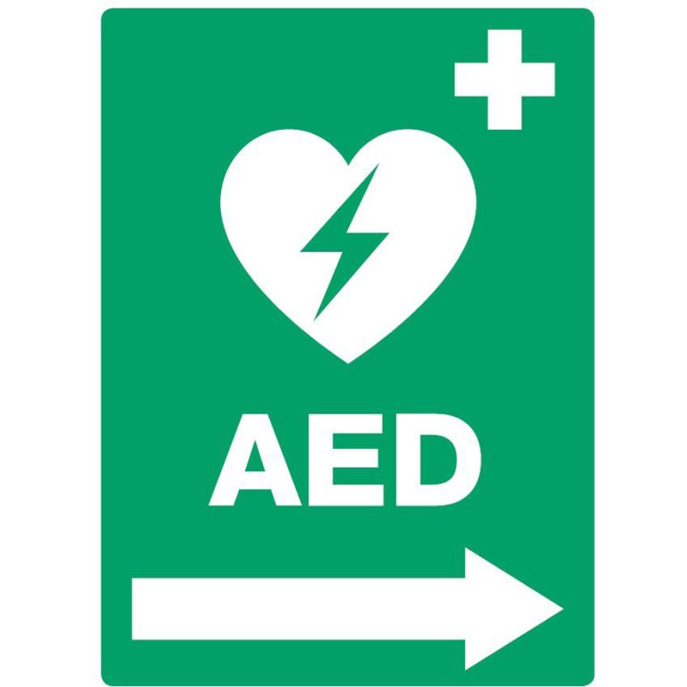 AED Right Arrow Outdoor Sign PVC - 300mm x 400mm