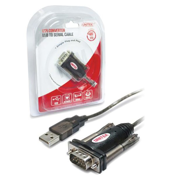 Unitek USB 2.0 Type A (M) to Serial RS232 (M) Mini Adapter - 1.5m