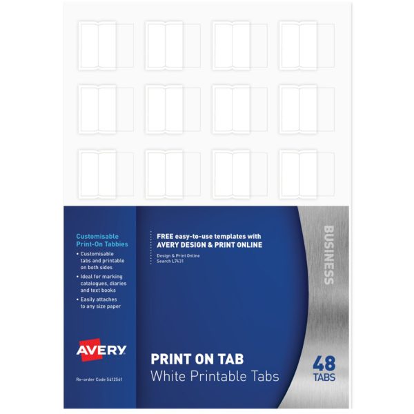 Avery Dividers Print On Tabs White - Pack of 48