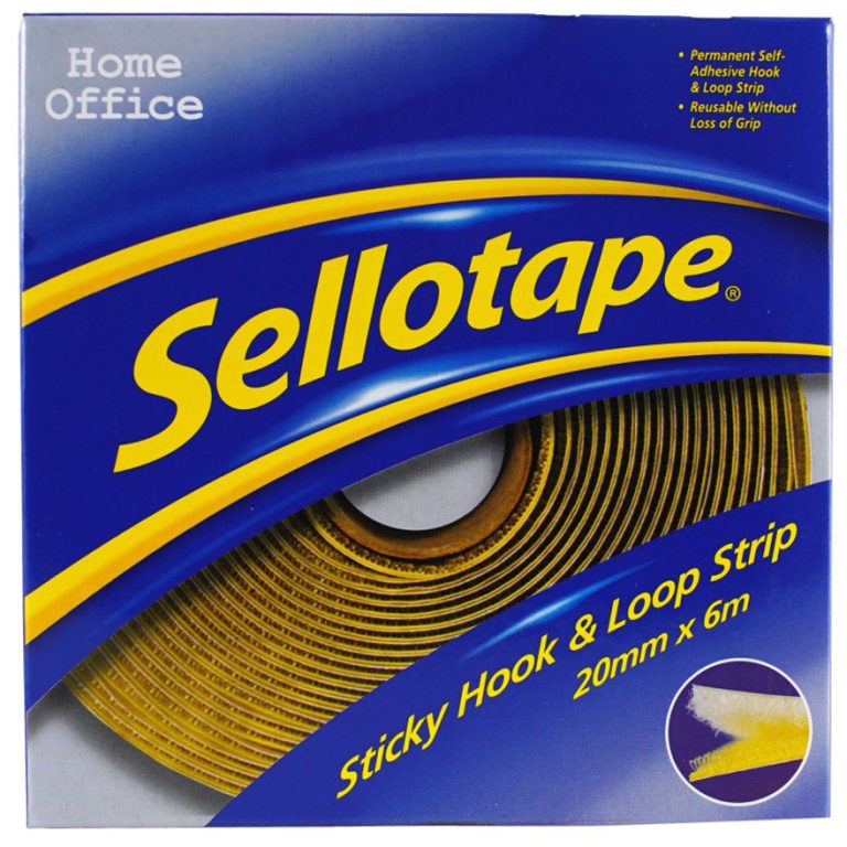Sellotape Sticky Hook & Loop Strip Permanent - 20mm x 6m