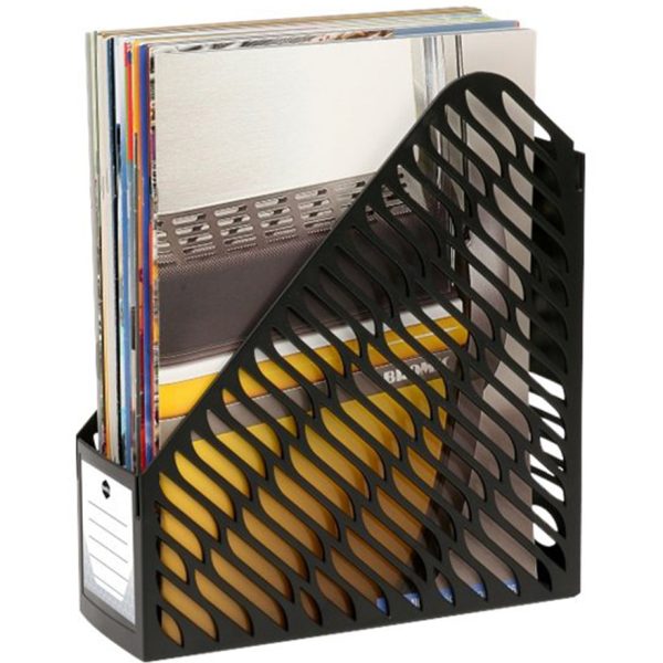 Marbig Plastic Magazine File 90mm (W) x 245mm (D) x 275mm (H) Black - Pack of 2