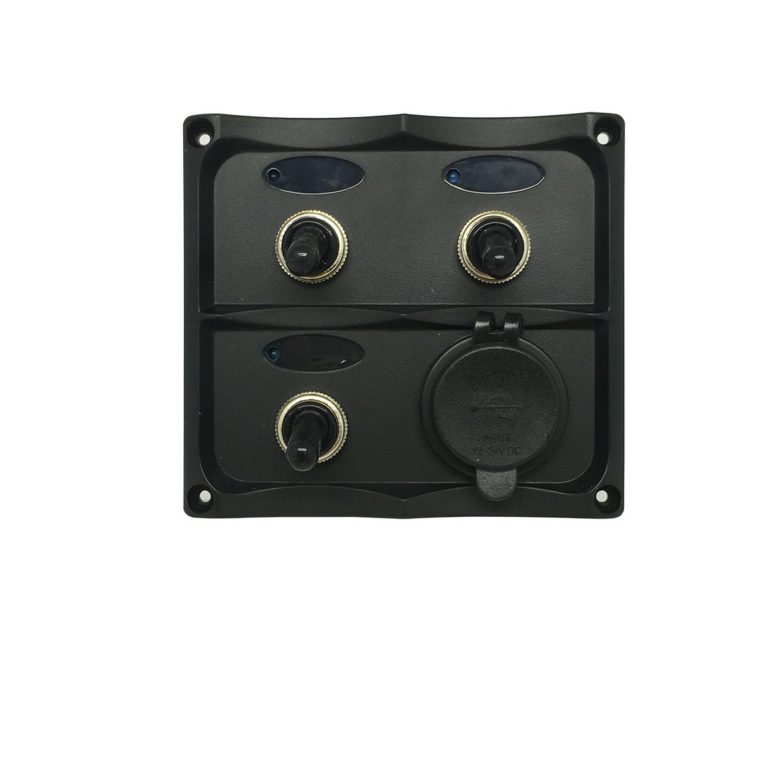 3 Switch Panel with Dual USB 4.2A Socket