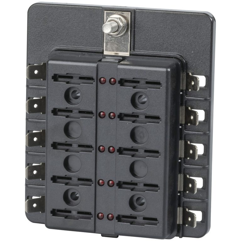 Powertech 10 Way Standard Blade Fuse Block with Spade Terminals