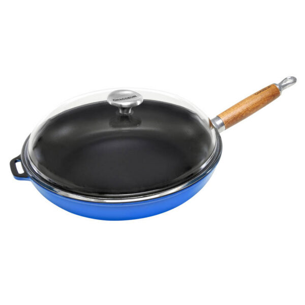 Chasseur Cast Iron Sauté Pan with Glass Lid 28cm Sky Blue