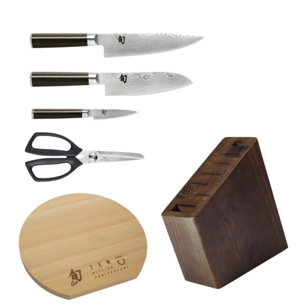Kai Shun Classic 5 Piece Block Set with FREE Hinoki Cutting Board