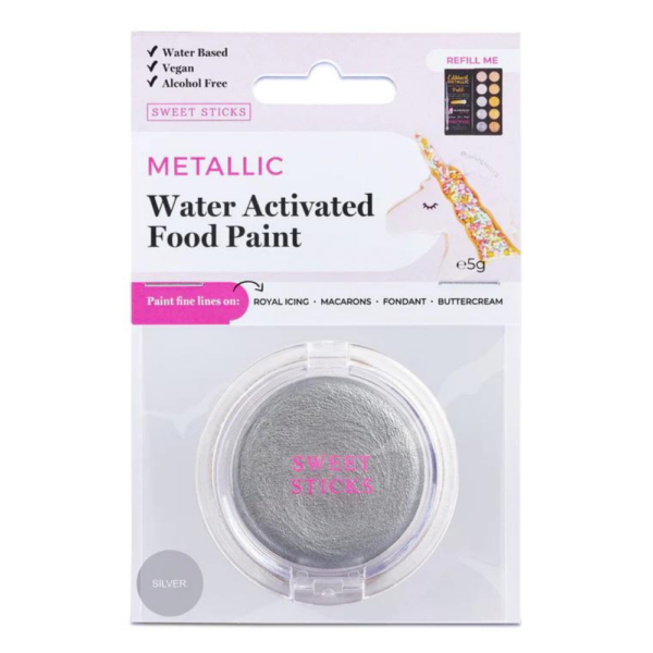 Sweet Sticks Water Activated Metallic Food Paint Silver 5g