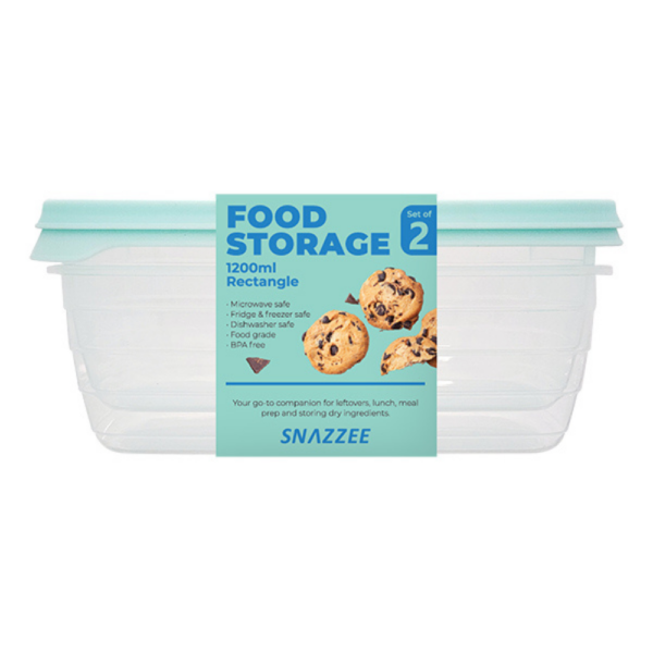 Snazzee Food Storage Set of 2 Rectangular 1200ml