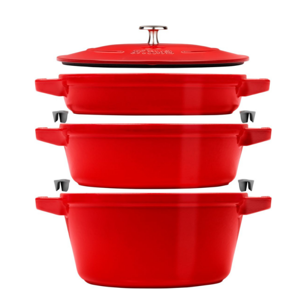 Staub Cast Iron 4-Piece Round Cookware Set 24cm Cherry Red