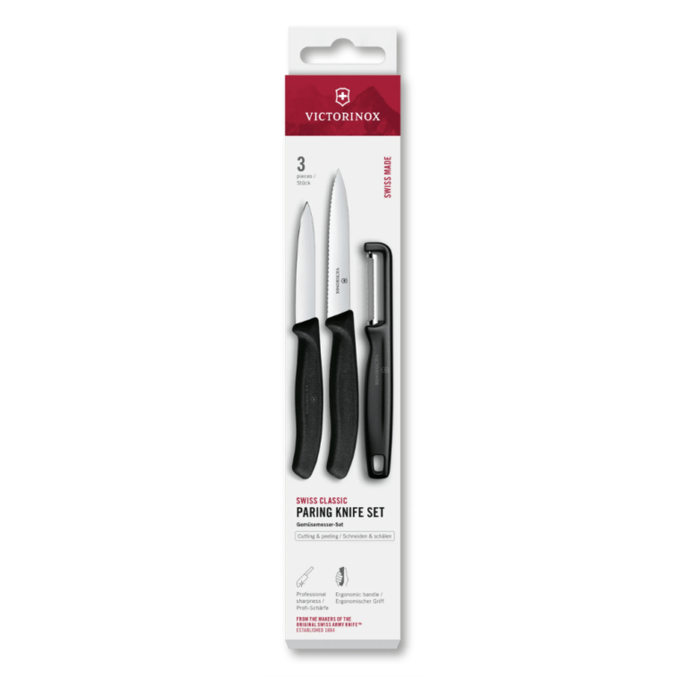 Victorinox Swiss Classic 3 Piece Paring Knife Peeler Set Black