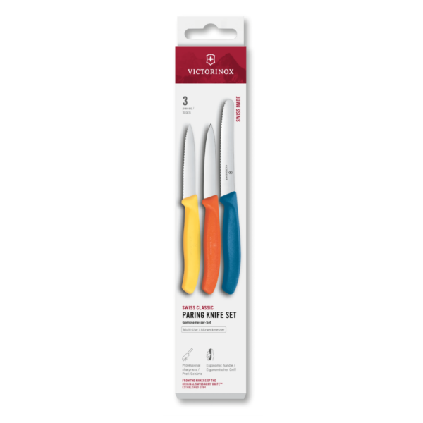 Victorinox Swiss Classic 3 Piece Paring Knife Set Yellow/Orange/Blue