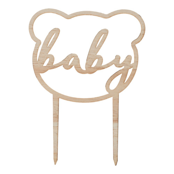 Ginger Ray Wooden Cake Topper Baby Teddy Bear