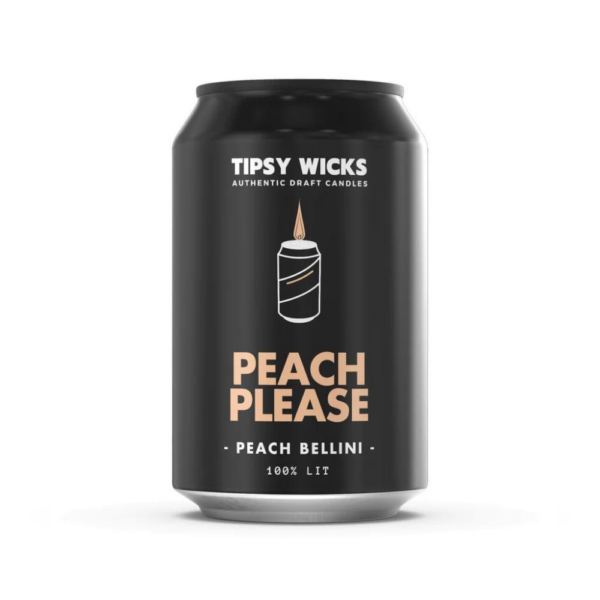 Tipsy Wicks Candle Peach Please Peach Bellini