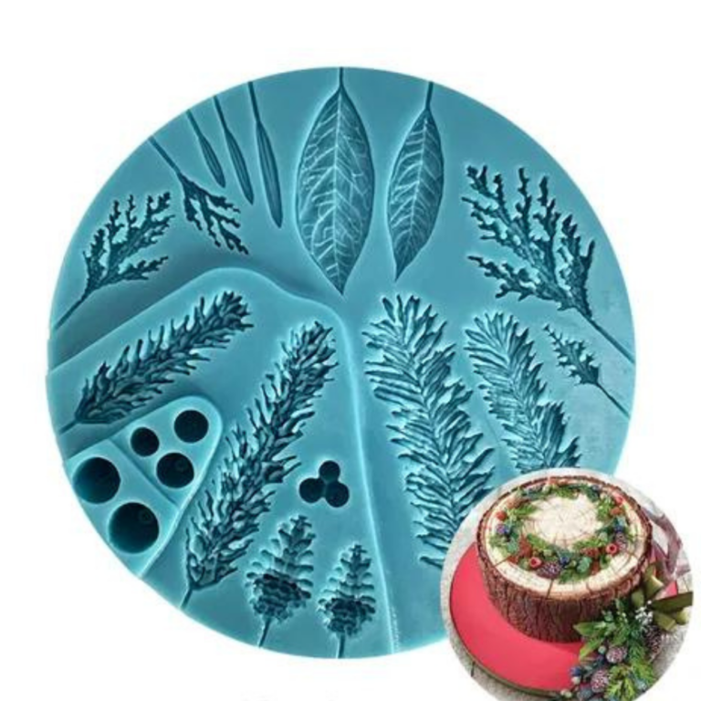 Assorted Wreath Leaves & Berries Silicone Mould