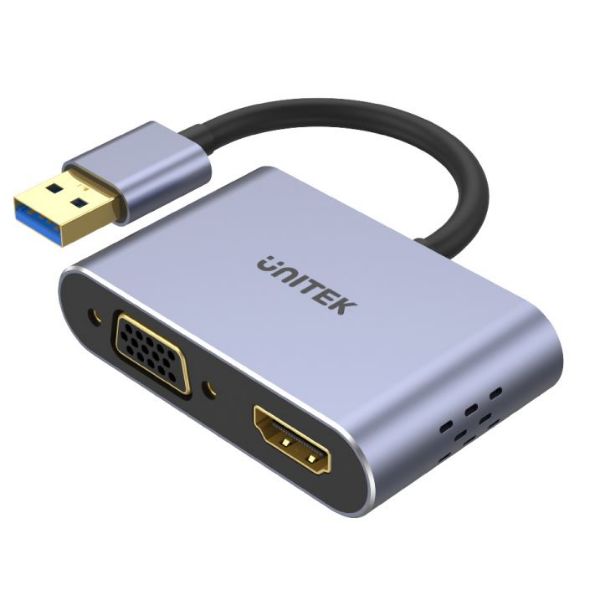 USB-A to HDMI 2.0 & VGA Adapter Dual Monitor Support. Screen Res up to 1920x1080P